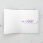 purple birthday tulip bouquet on white karte (Innenseite)