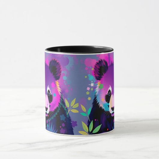 Purple Black Abstract Panda Mug Tasse (Zentrum)
