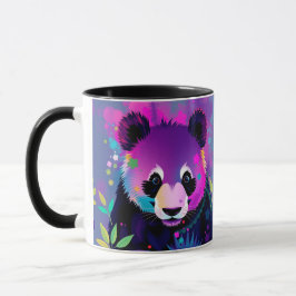 Purple Black Abstract Panda Mug Tasse
