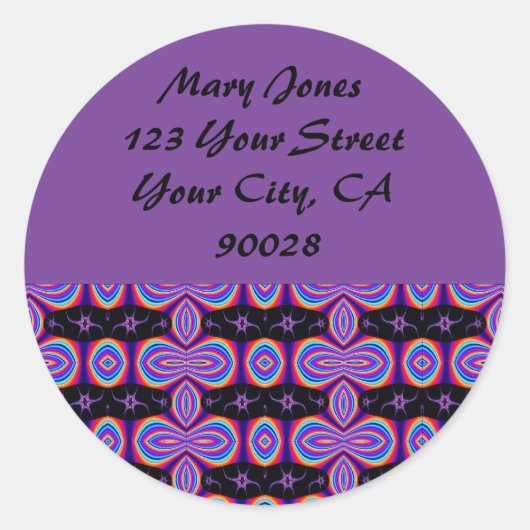 Purple Black Address Labels Runder Aufkleber (Vorderseite)
