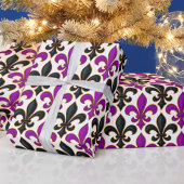 Purple Black Baroque Fleur-de-lis Pattern Design  Geschenkpapier
