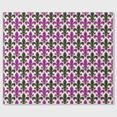 Purple Black Baroque Fleur-de-lis Pattern Design Geschenkpapier (Flach)