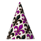 Purple Black Baroque Fleur-de-lis Pattern Design Partyhütchen (Rechts)