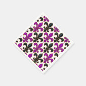 Purple Black Baroque Fleur-de-lis Pattern Design  Serviette (Ecke)