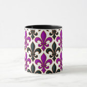 Purple Black Baroque Fleur-de-lis Pattern Design Tasse (Zentrum)