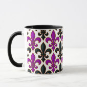 Purple Black Baroque Fleur-de-lis Pattern Design Tasse (Links)