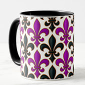 Purple Black Baroque Fleur-de-lis Pattern Design Tasse