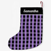 Purple  Black Buffalo Plaid Personalized Name Kleiner Weihnachtsstrumpf (Rückseite)