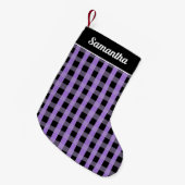 Purple  Black Buffalo Plaid Personalized Name Kleiner Weihnachtsstrumpf (Vorderansicht (hängend))