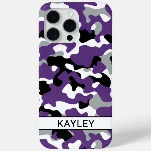 Purple Black Camouflage Personalized Case-Mate iPhone Hülle (Rückseite)