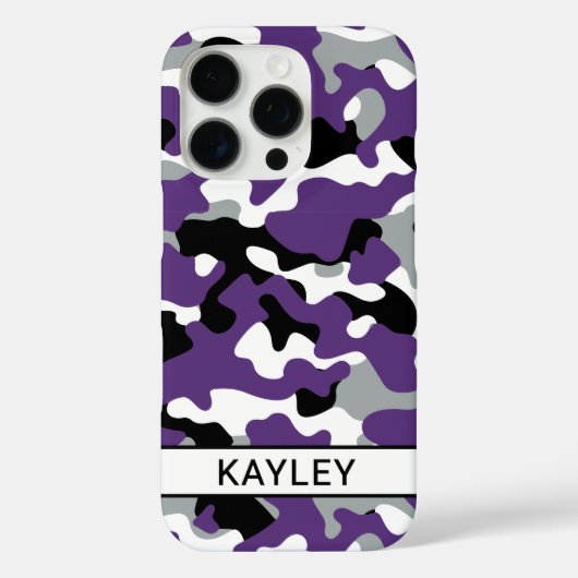 Purple Black Camouflage Personalized Case-Mate iPhone Hülle (Rückseite)