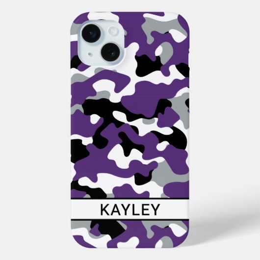 Purple Black Camouflage Personalized Case-Mate iPhone Hülle (Rückseite)