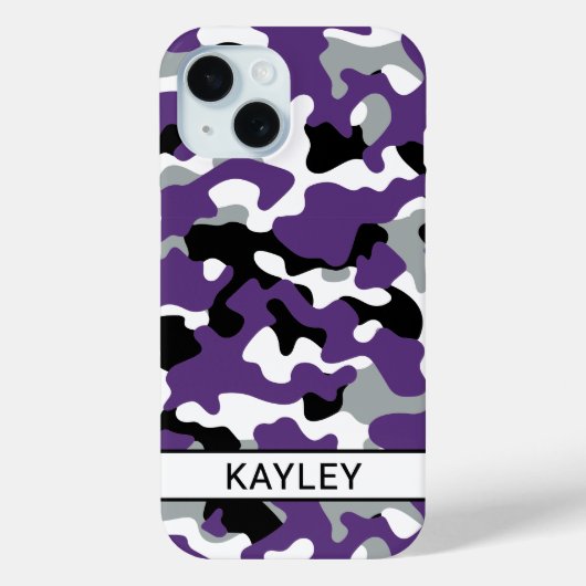 Purple Black Camouflage Personalized Case-Mate iPhone Hülle (Rückseite)