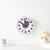 Purple Black Filled Freckled Butterfly Runde Wanduhr (Zuhause)
