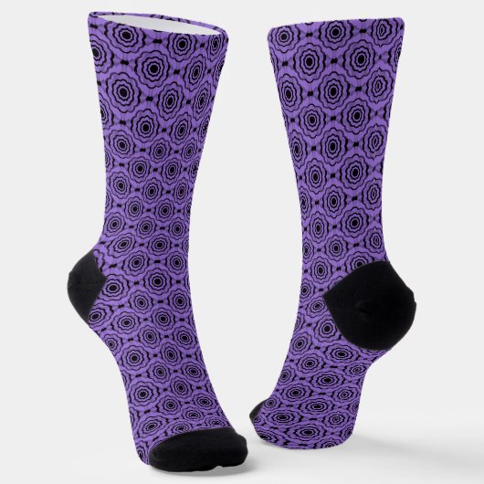 Purple Black Flower Seamless Pattern Socken (Gewinkelt)