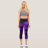 Purple black geometric mesh pattern capri leggings (Vorderseite)