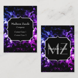 Purple Black Geometric Smoky Abstract Monogram Visitenkarte