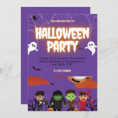 Purple & Black Halloween Party Einladung (Vorne/Hinten)
