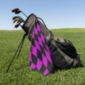 Purple Black Harlequin Diamonds Checkers Design Golfhandtuch (Gras)