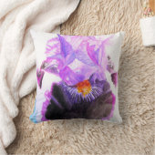 Purple Black Iris Watercolor Flower Floral Kissen (Decke)