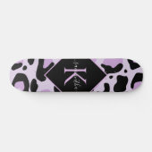 Purple Black Leopard Cheetah Spots Print Monogram Skateboard (Horizontal)
