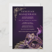 Purple Black Masquerade Ball Elegant Venetian  Einladung (Vorderseite)