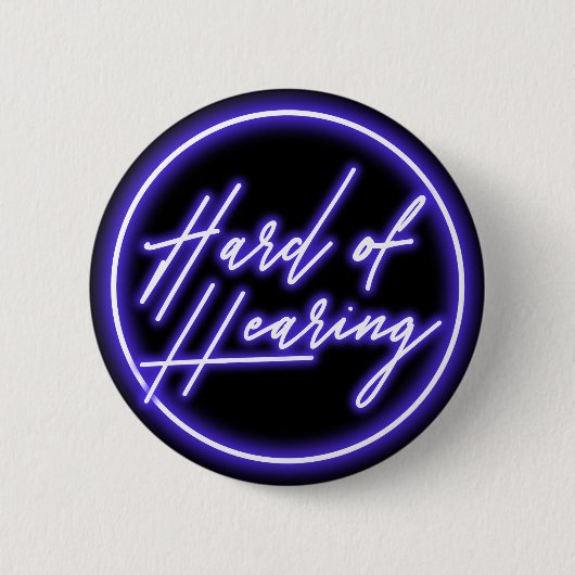 Purple Black Neon Typography Hearing Impaired Button (Vorderseite)