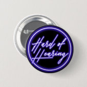 Purple Black Neon Typography Hearing Impaired Button (Vorne & Hinten)