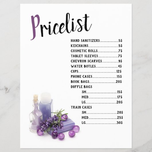 Purple Black & Olive Lavender Price List Flyer (Vorne)