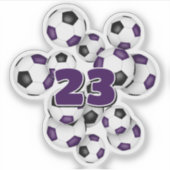 purple black soccer balls sticker w jersey number (Vorderseite)