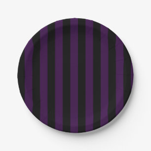 Purple & Black Stripes Halloween-Party Pappteller
