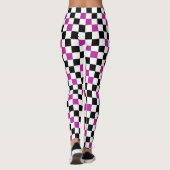 Purple Black White Checkered Pattern Design  Leggings (Rückseite)