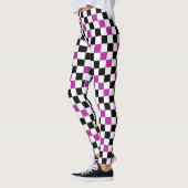 Purple Black White Checkered Pattern Design  Leggings (Links)