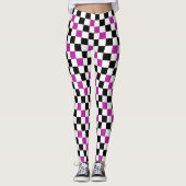 Purple Black White Checkered Pattern Design  Leggings (Vorderseite)