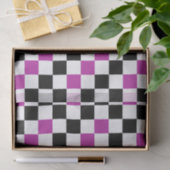 Purple Black White Checkered Pattern Design  Seidenpapier (Geschenk)