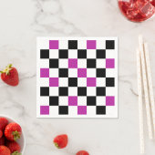 Purple Black White Checkered Pattern Design  Serviette (Beispiel)
