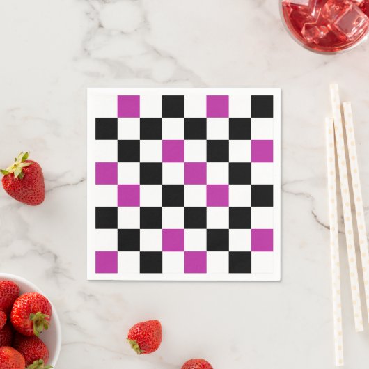 Purple Black White Checkered Pattern Design  Serviette (Beispiel)
