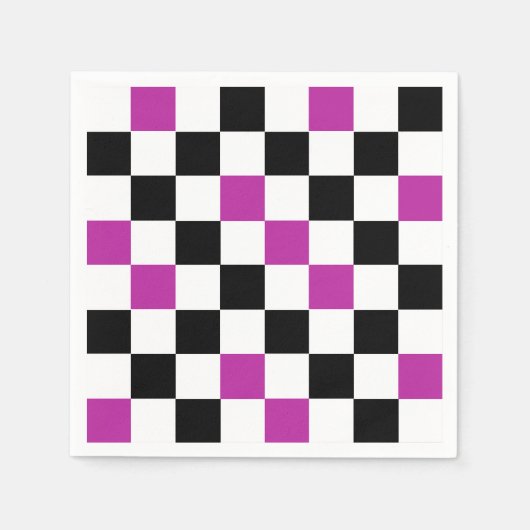 Purple Black White Checkered Pattern Design  Serviette (Vorderseite)