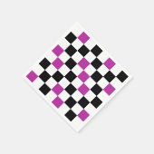 Purple Black White Checkered Pattern Design  Serviette (Ecke)