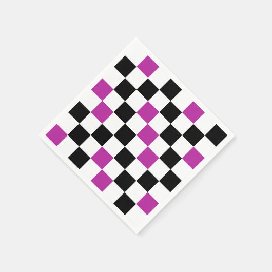 Purple Black White Checkered Pattern Design  Serviette (Ecke)