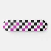 Purple Black White Checkered Pattern Design  Skateboard (Horizontal)