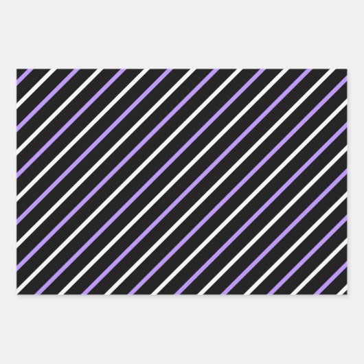 Purple, Black & White Stripes & Polka Dots Fun Geschenkpapier Set (Vorderseite 3)