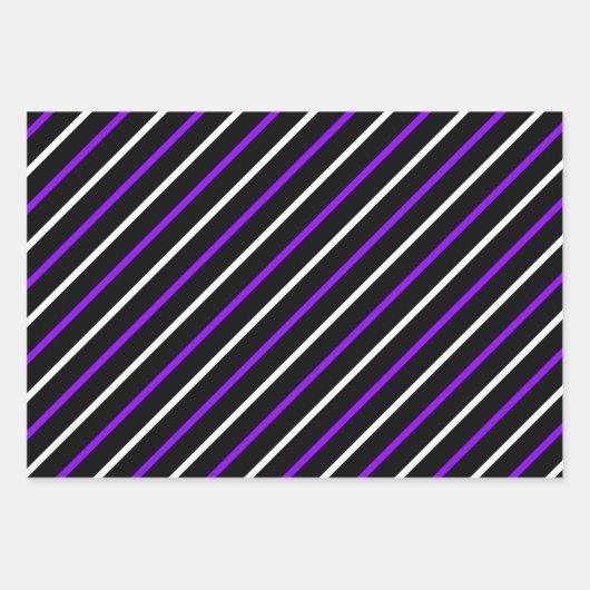 Purple, Black & White Stripes & Polka Dots Fun Geschenkpapier Set (Vorderseite)