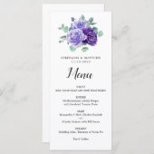 Purple Bloom Eucalyptus Botanical Wedding Menu Menükarte (Vorne/Hinten)