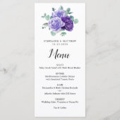 Purple Bloom Eucalyptus Botanical Wedding Menu Menükarte (Vorderseite)