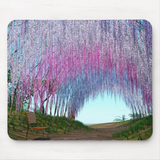 Purple Blooming Weeping Willow Tree Mousepad (Vorne)