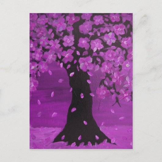 Purple Blossom Tree Design Art Postkarte (Vorderseite)