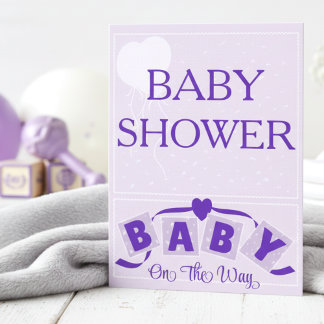 Purple Blue Blocks Baby Shower Invitation Einladung