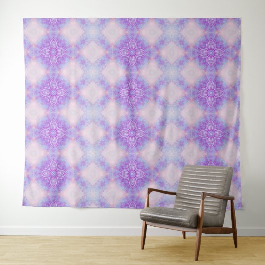 Purple Blue Blush Abstract Bohemian Geometric Wandteppich (Beispiel (Horizontal))