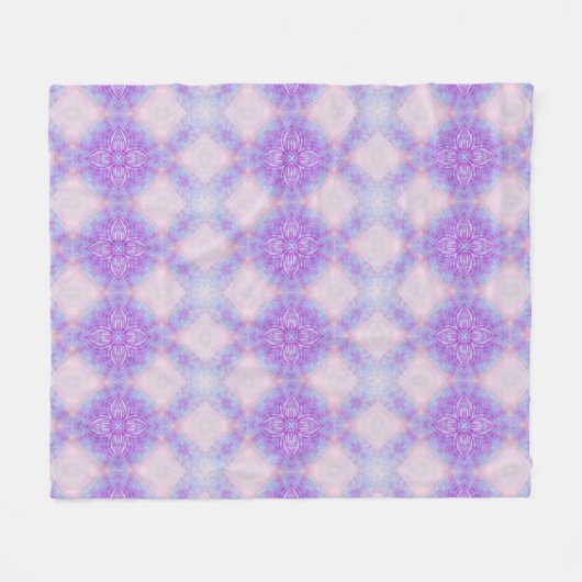 Purple Blue Blush Bohemian Kaleidoscope Fleecedecke (Vorderseite (Horizontal))